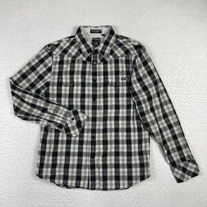 Fox Shirt Mens Medium‎ Black Gray Plaid Moto BMX Racing Outdoors Casual Travel